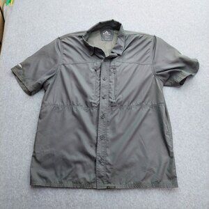 Pnuma Men's Outdoor Button Down Shirt Grey  Breathable Mesh Large Bergara  Logo
